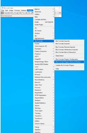 Bio-Format Plugins Shortcut Window