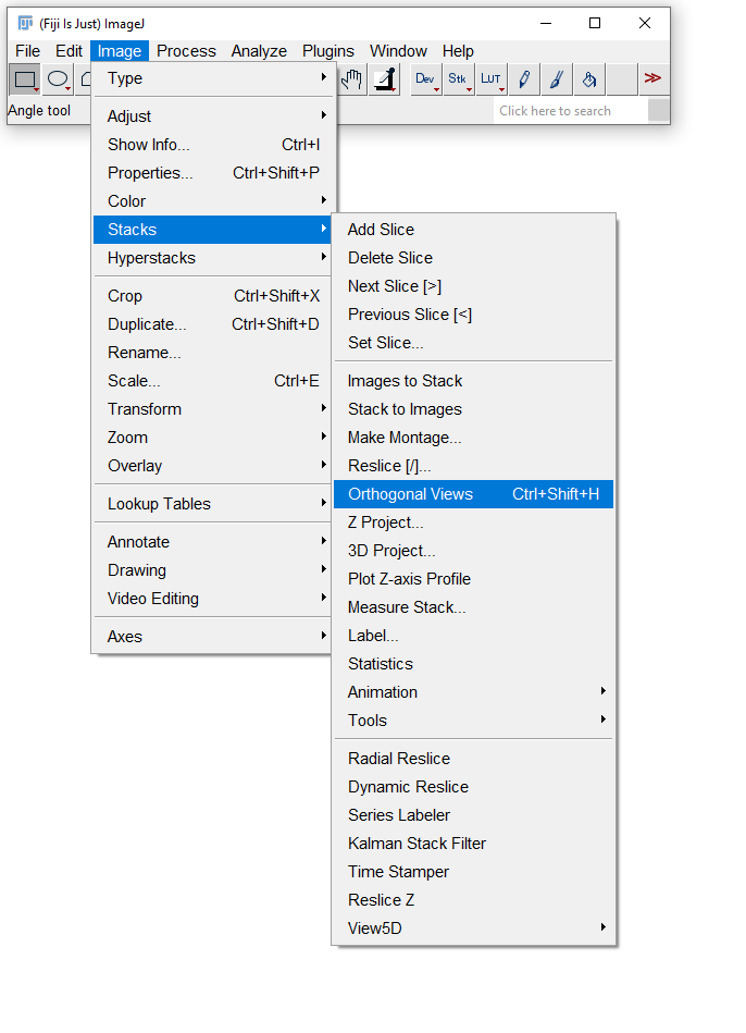 Orthogonal views menu